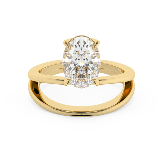 Emerald Solitaire Lab Grown Diamond Engagement Ring