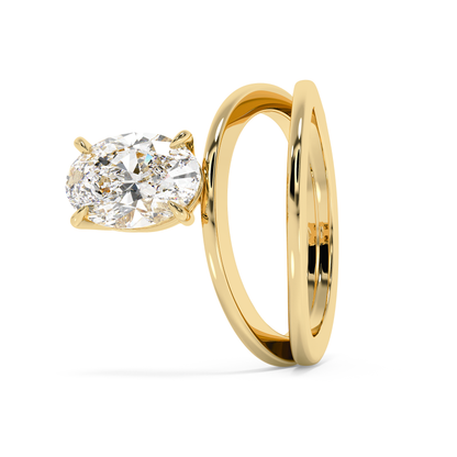 Emerald Solitaire Lab Grown Diamond Engagement Ring