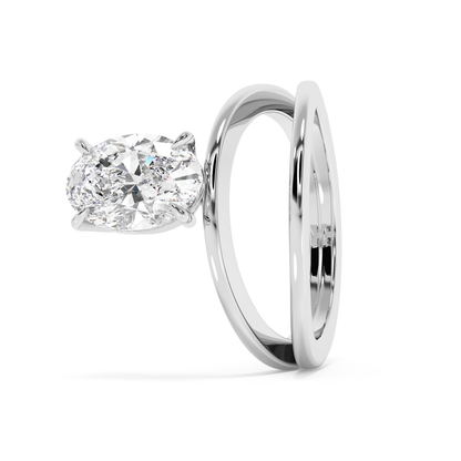 Emerald Solitaire Lab Grown Diamond Engagement Ring