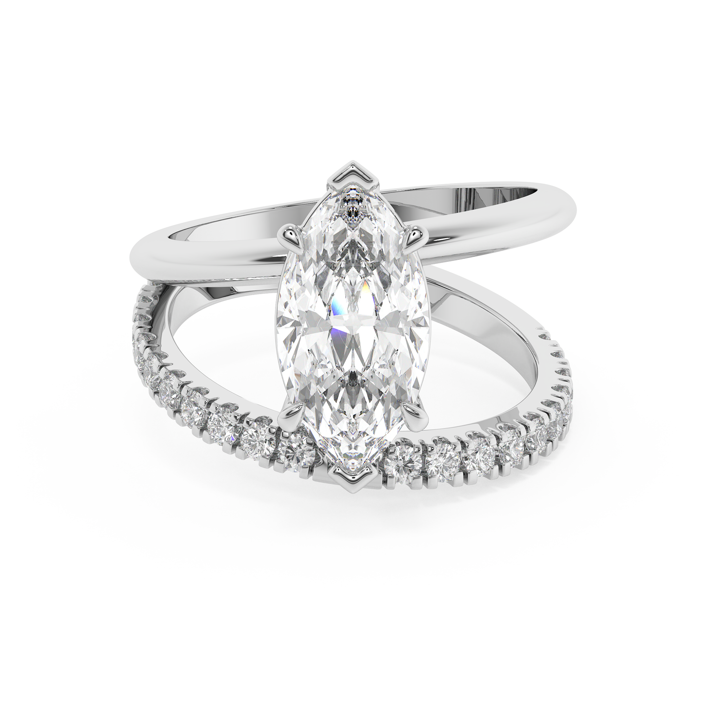 Emerald Solitaire Lab Grown Diamond Engagement Ring