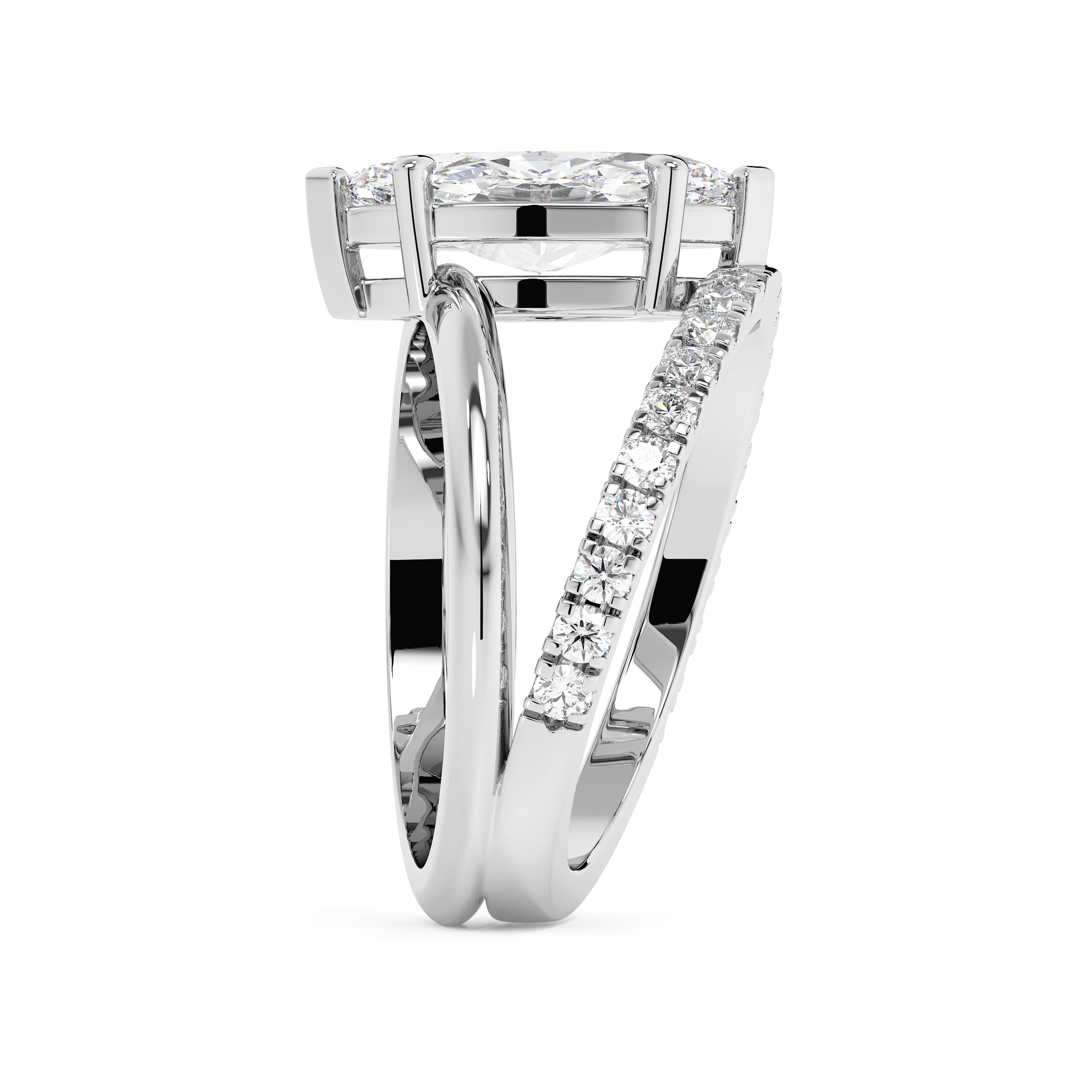 Emerald Solitaire Lab Grown Diamond Engagement Ring