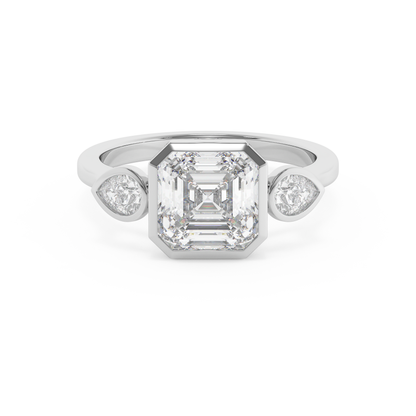 Emerald Solitaire Lab Grown Diamond Engagement Ring