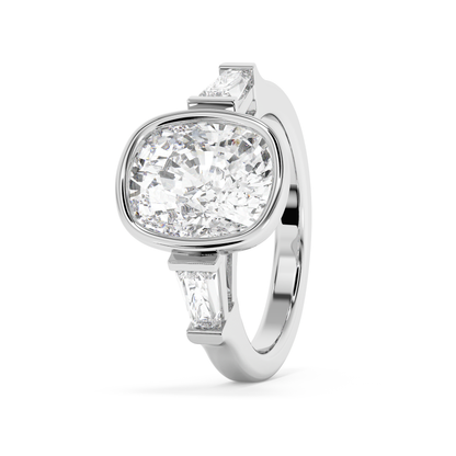 Emerald Solitaire Lab Grown Diamond Engagement Ring