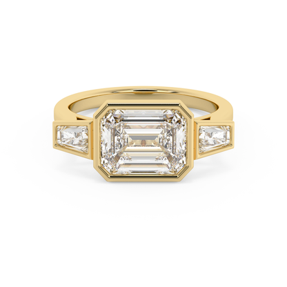 Emerald Solitaire Lab Grown Diamond Engagement Ring
