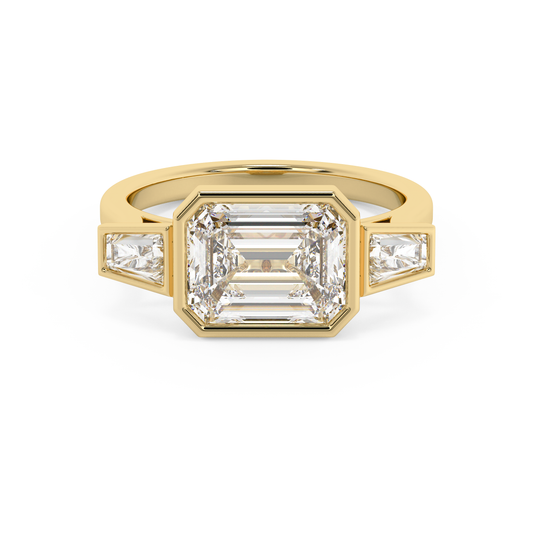 Emerald Solitaire Lab Grown Diamond Engagement Ring