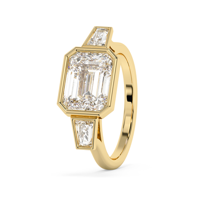Emerald Solitaire Lab Grown Diamond Engagement Ring