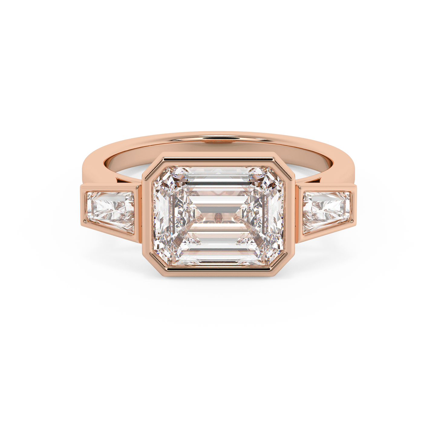 Emerald Solitaire Lab Grown Diamond Engagement Ring