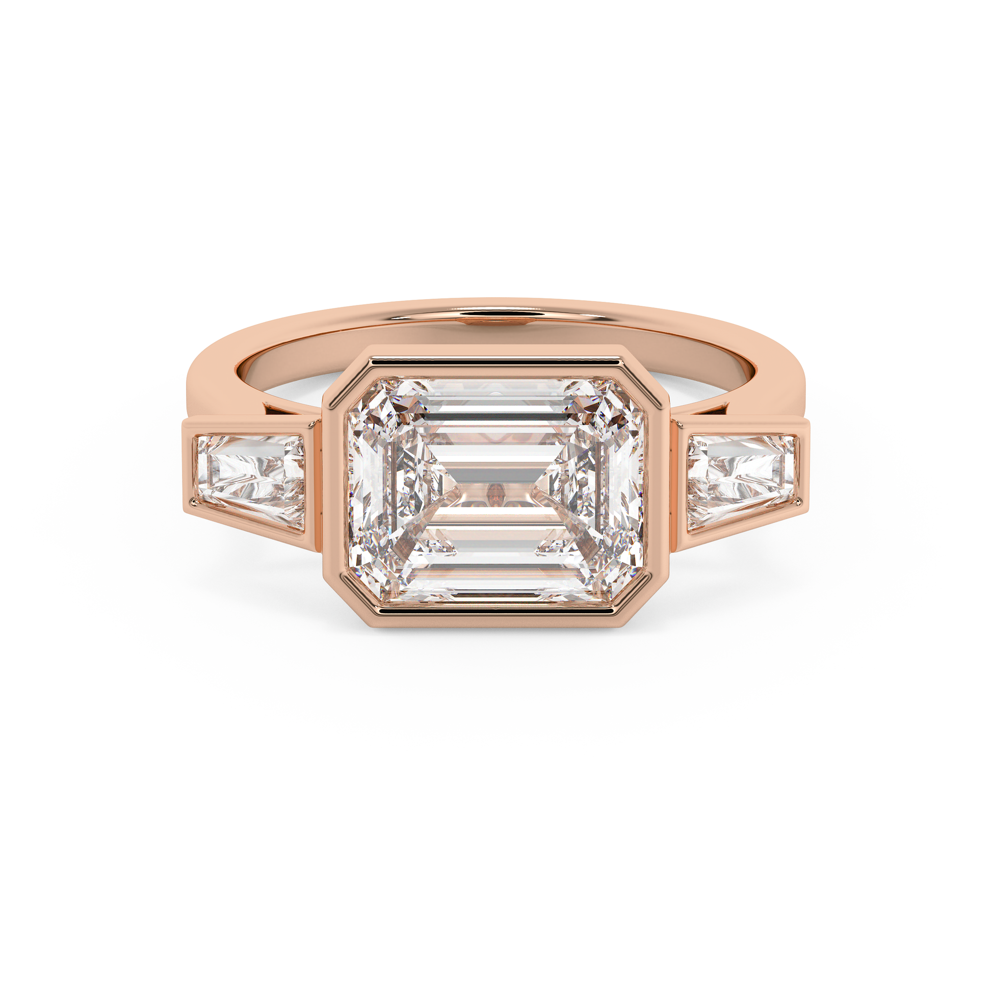 Emerald Solitaire Lab Grown Diamond Engagement Ring