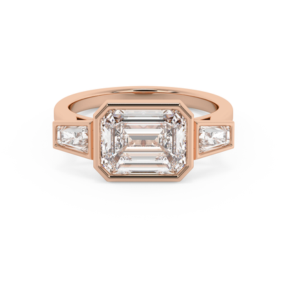 Emerald Solitaire Lab Grown Diamond Engagement Ring