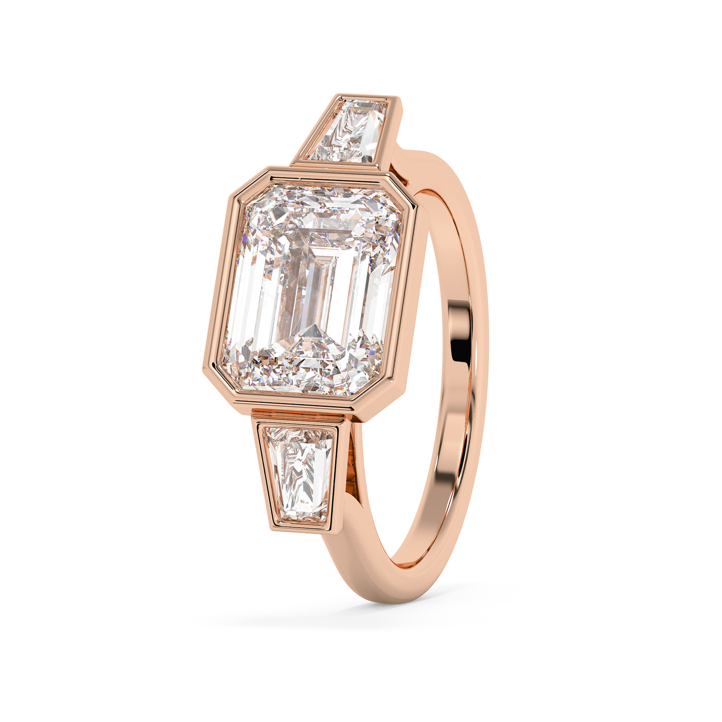 Emerald Solitaire Lab Grown Diamond Engagement Ring