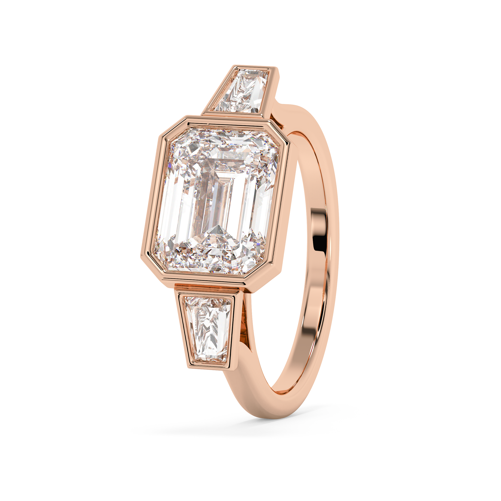 Emerald Solitaire Lab Grown Diamond Engagement Ring