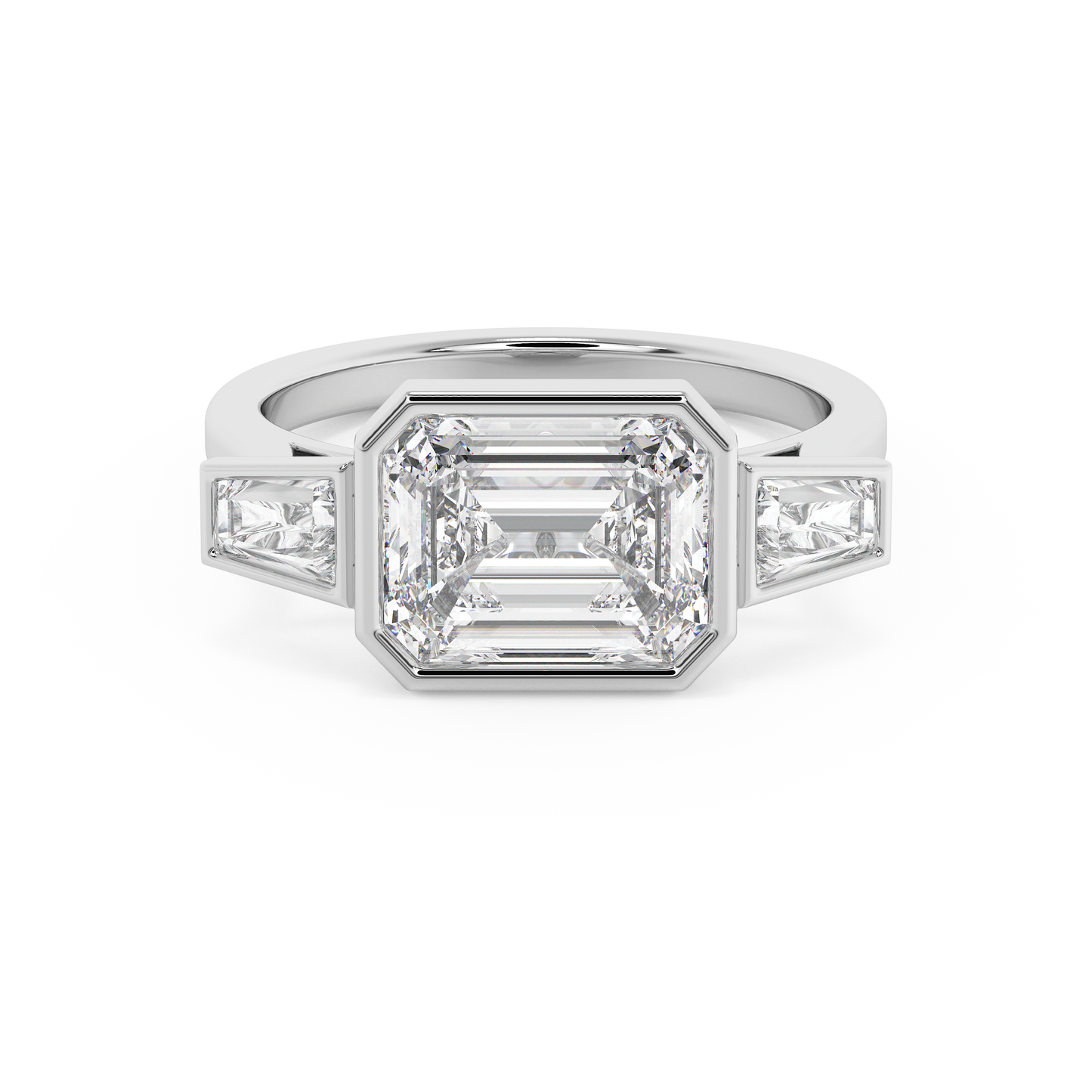 Emerald Solitaire Lab Grown Diamond Engagement Ring