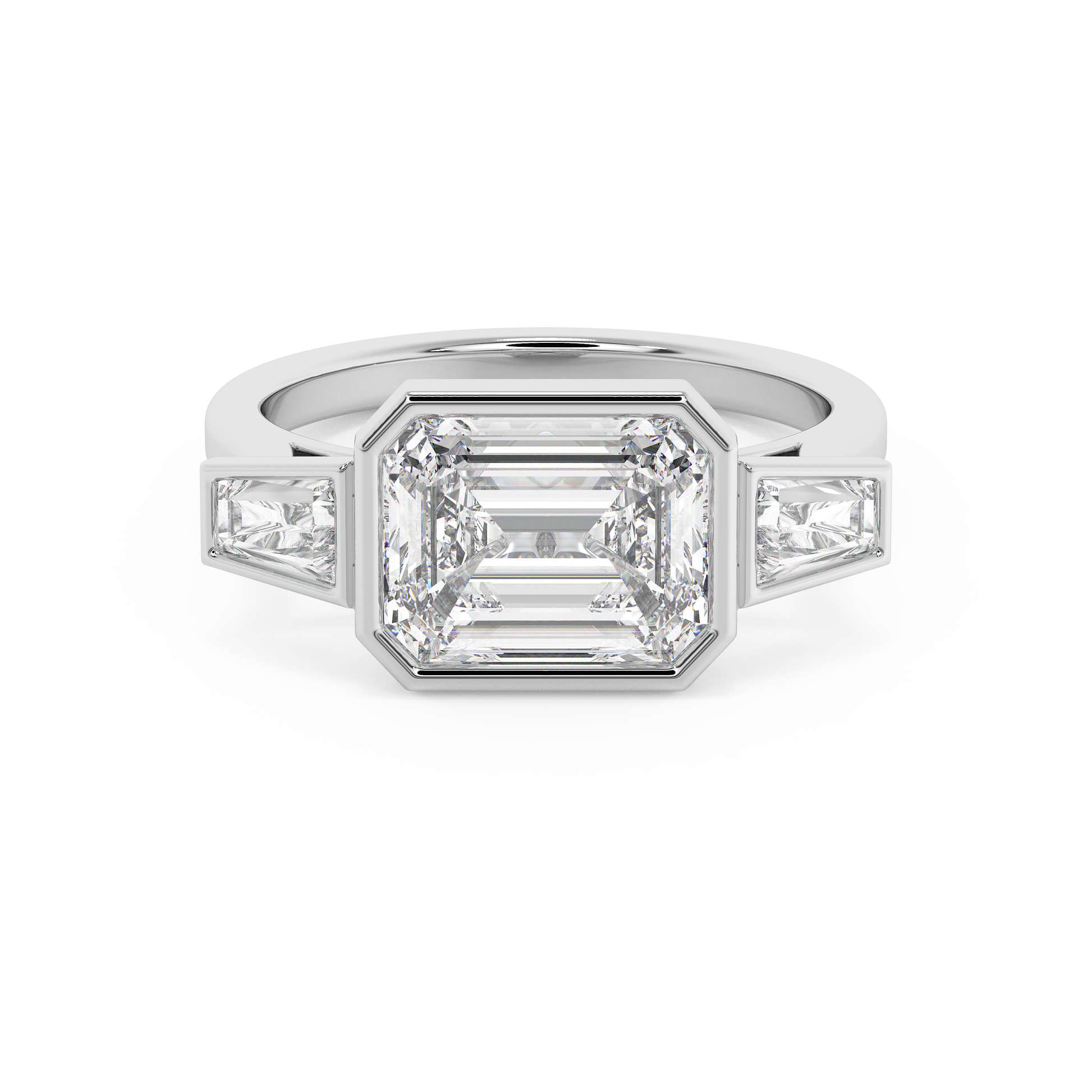 Emerald Solitaire Lab Grown Diamond Engagement Ring