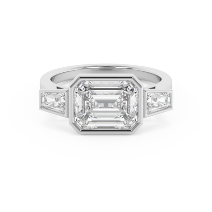 Emerald Solitaire Lab Grown Diamond Engagement Ring
