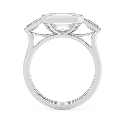 Emerald Solitaire Lab Grown Diamond Engagement Ring