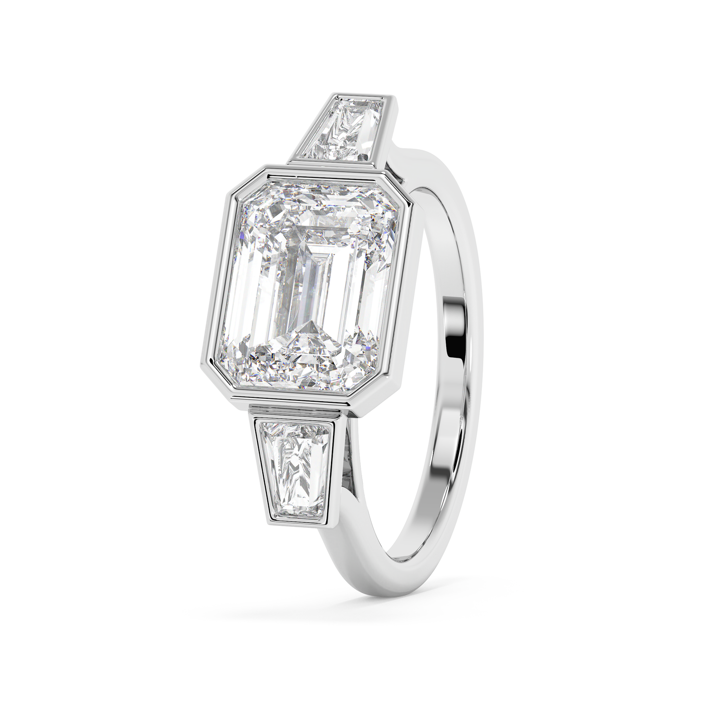 Emerald Solitaire Lab Grown Diamond Engagement Ring