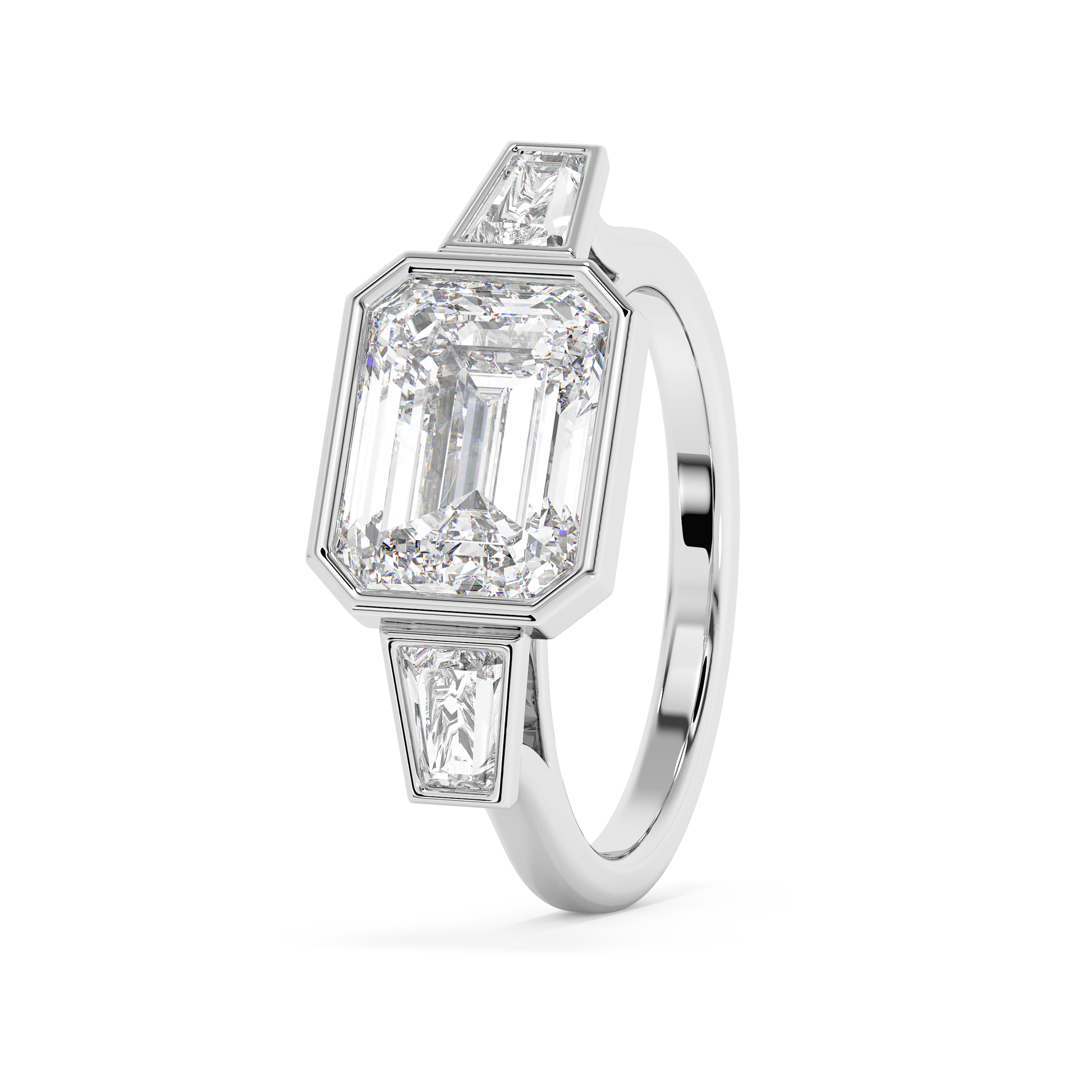 Emerald Solitaire Lab Grown Diamond Engagement Ring
