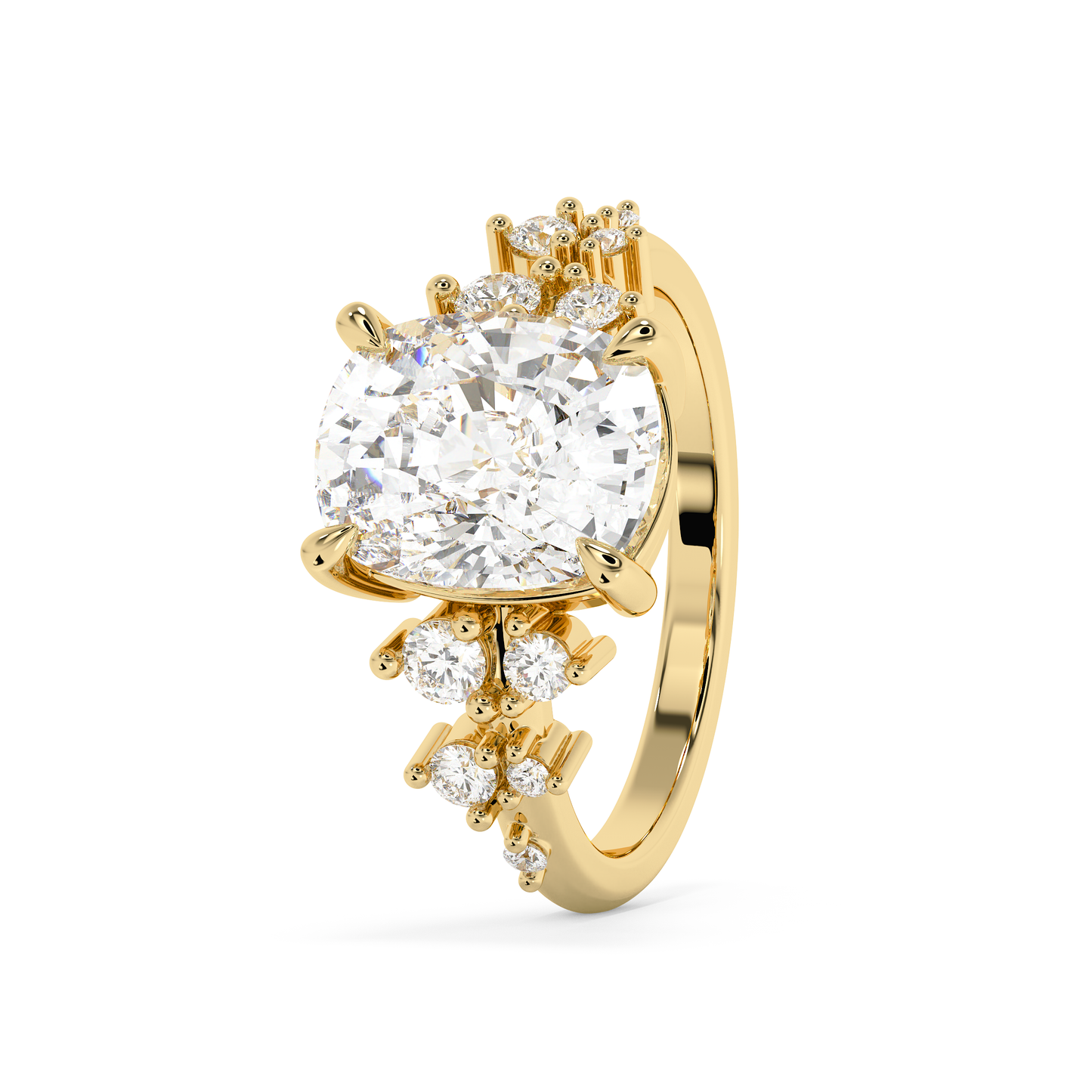 Emerald Solitaire Lab Grown Diamond Engagement Ring