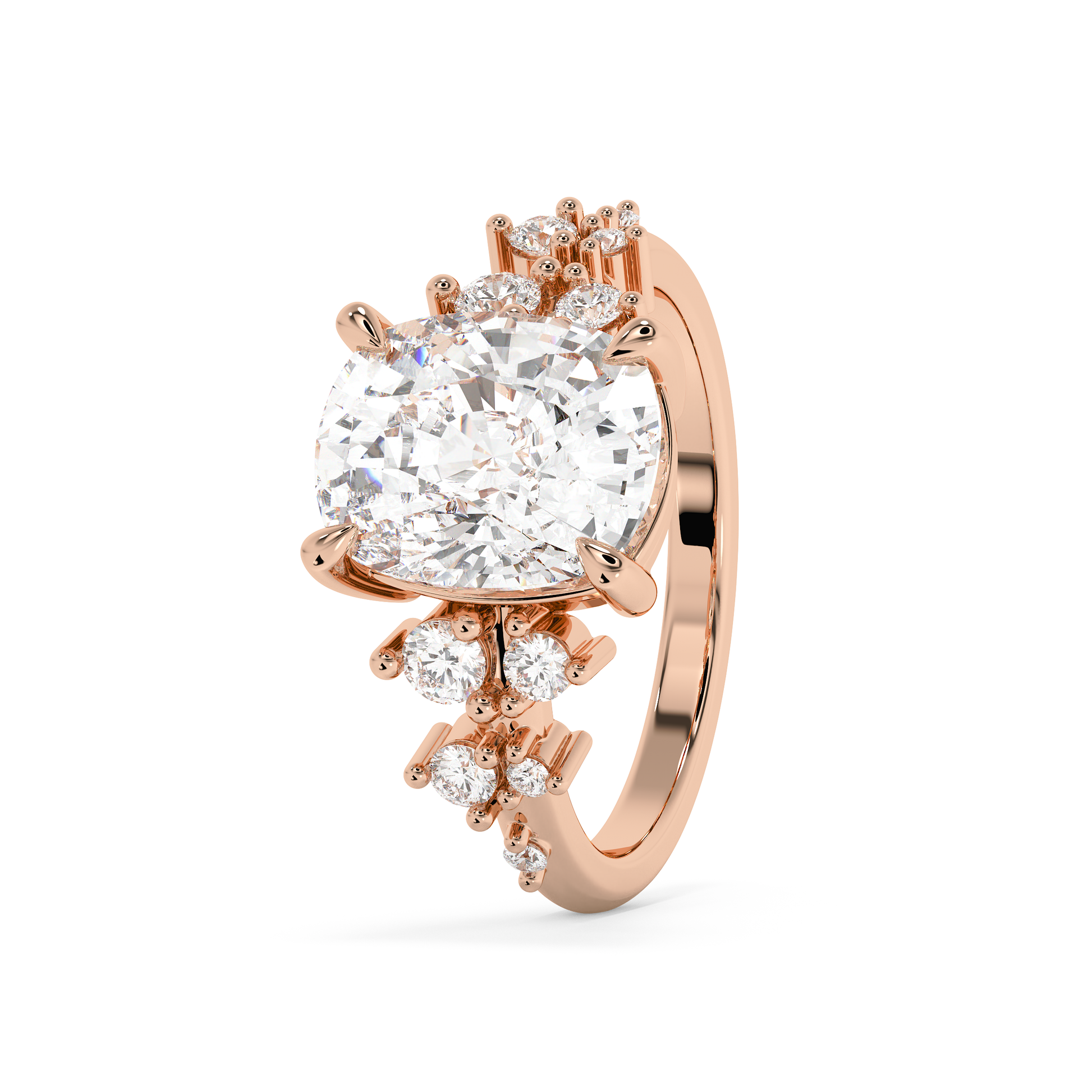 Emerald Solitaire Lab Grown Diamond Engagement Ring