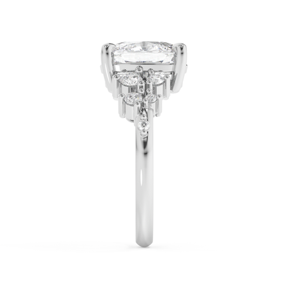 Emerald Solitaire Lab Grown Diamond Engagement Ring
