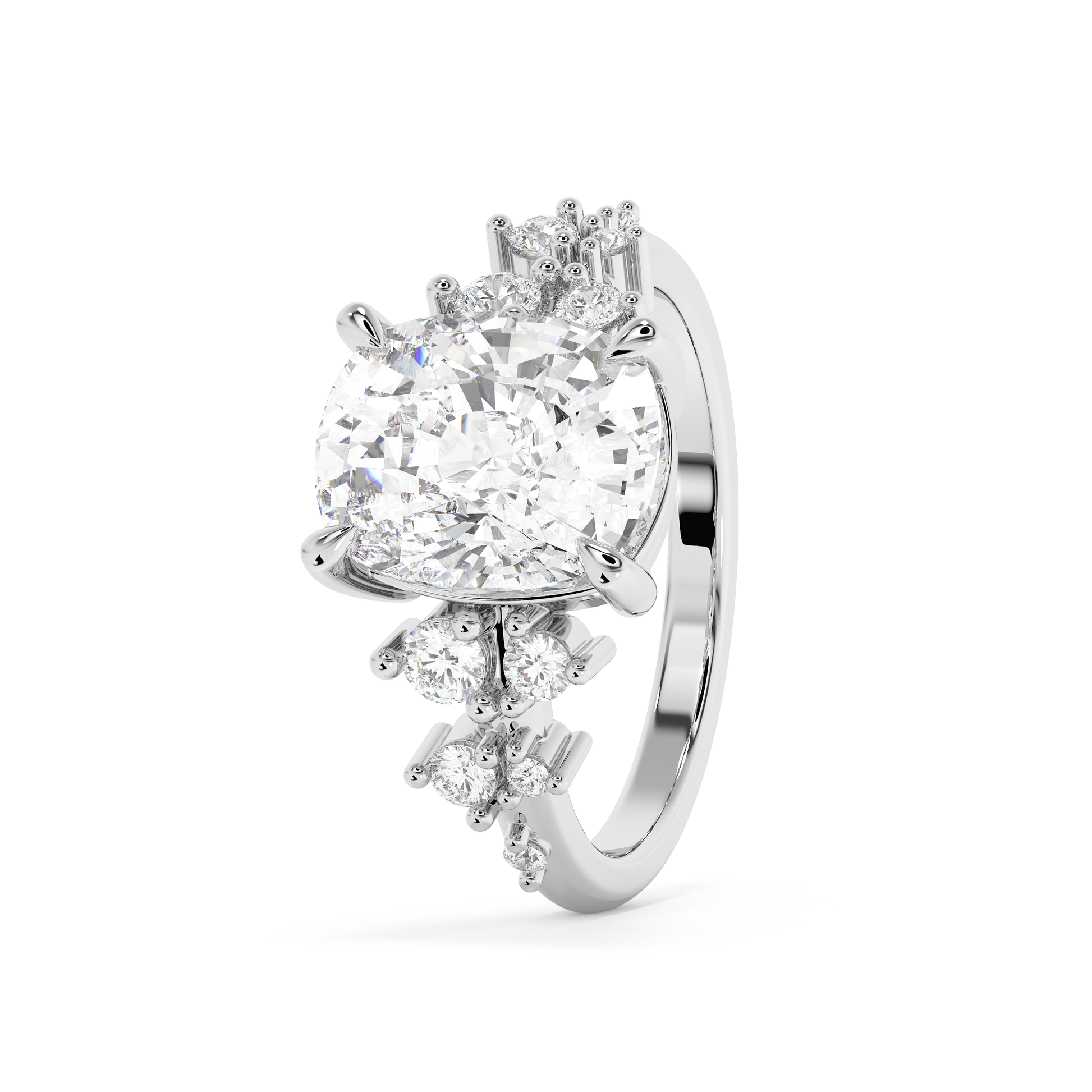 Emerald Solitaire Lab Grown Diamond Engagement Ring