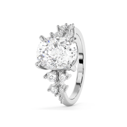 Emerald Solitaire Lab Grown Diamond Engagement Ring