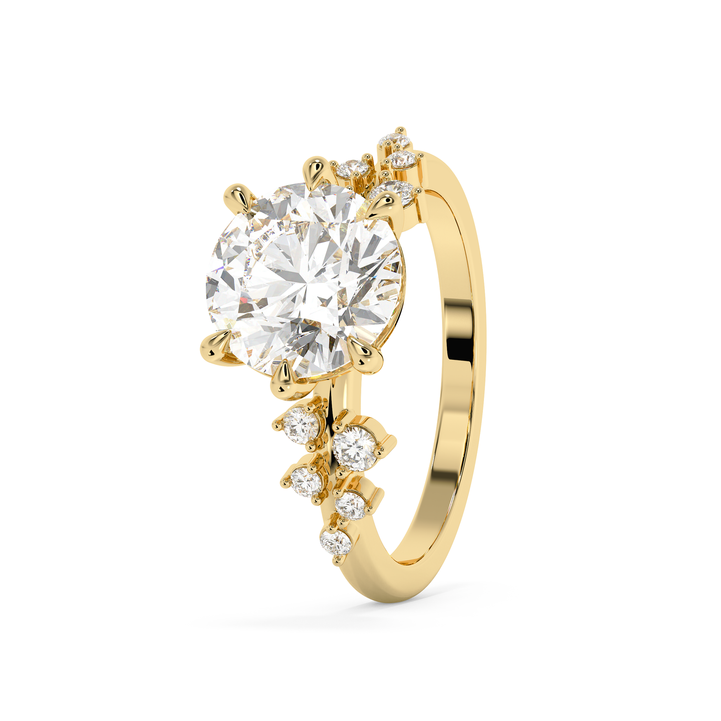 Emerald Solitaire Lab Grown Diamond Engagement Ring