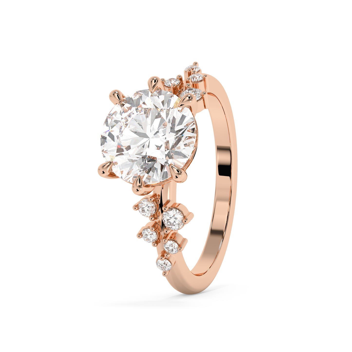 Emerald Solitaire Lab Grown Diamond Engagement Ring