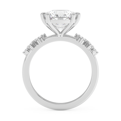 Emerald Solitaire Lab Grown Diamond Engagement Ring