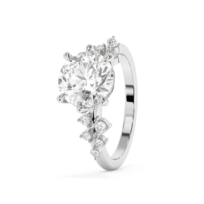 Emerald Solitaire Lab Grown Diamond Engagement Ring