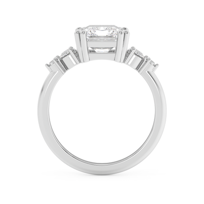 Emerald Solitaire Lab Grown Diamond Engagement Ring