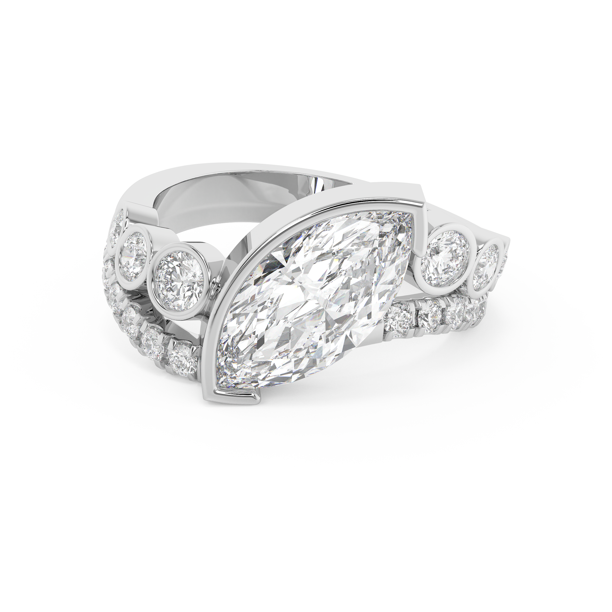 Emerald Solitaire Lab Grown Diamond Engagement Ring