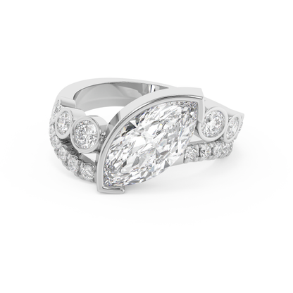 Emerald Solitaire Lab Grown Diamond Engagement Ring