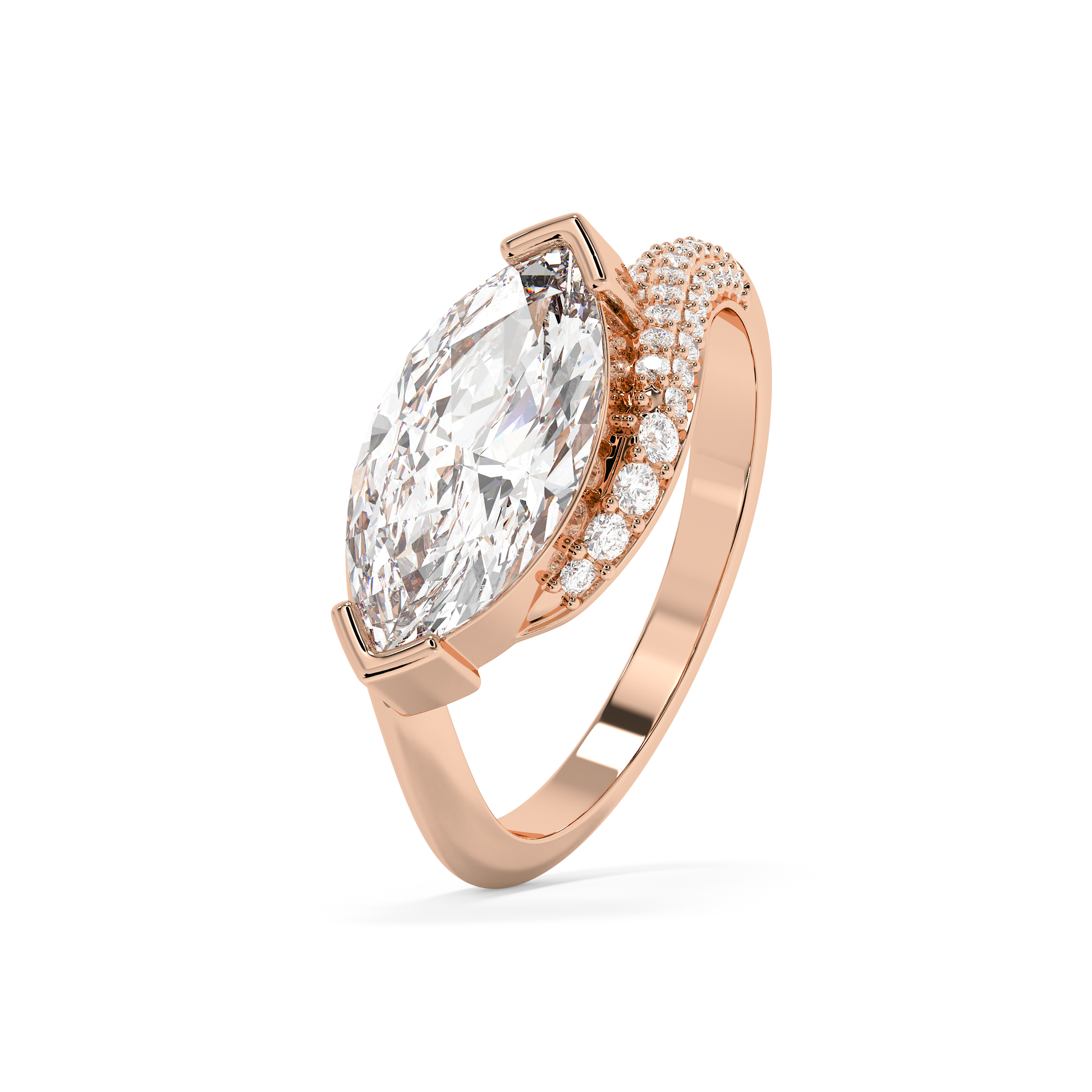 Emerald Solitaire Lab Grown Diamond Engagement Ring
