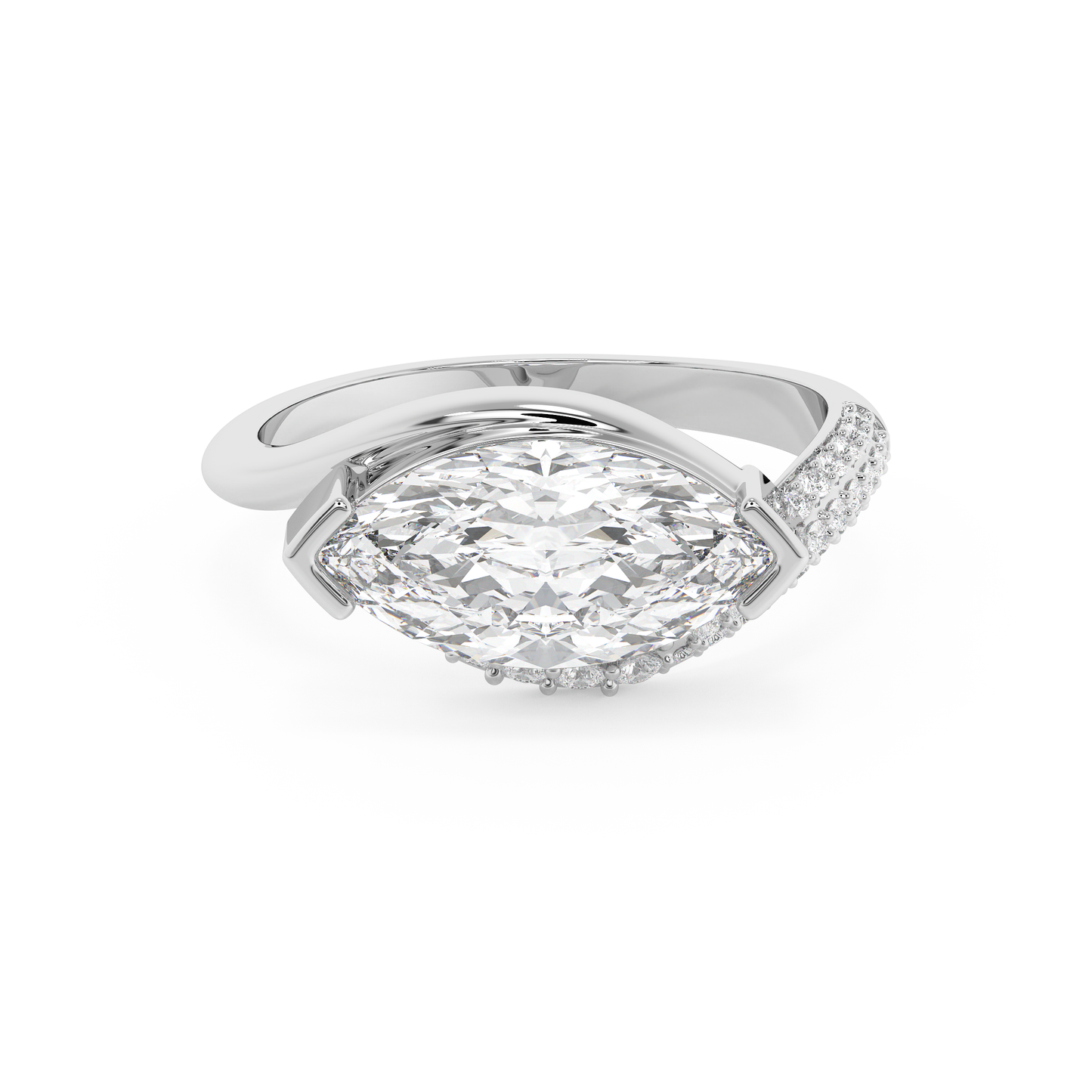 Emerald Solitaire Lab Grown Diamond Engagement Ring