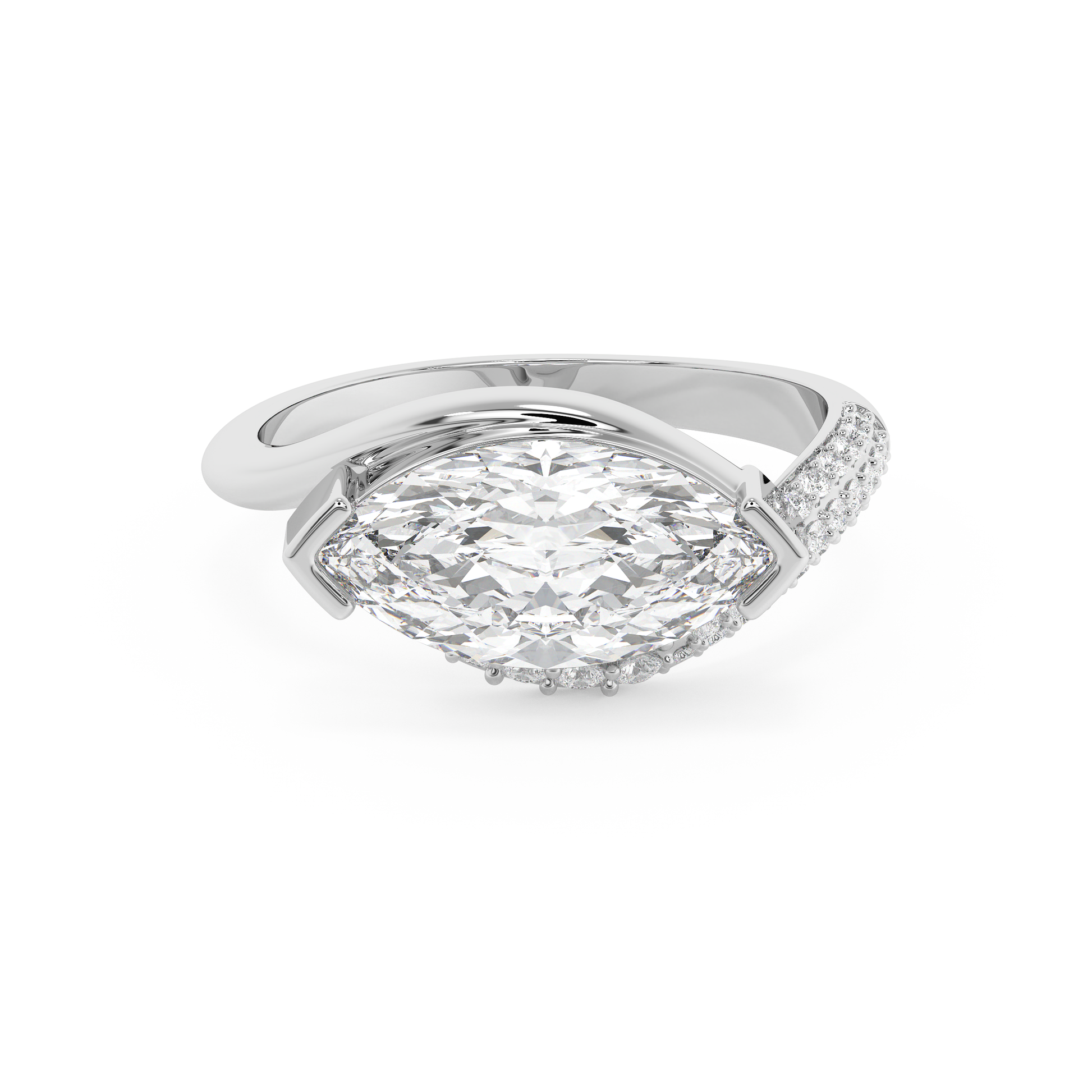 Emerald Solitaire Lab Grown Diamond Engagement Ring