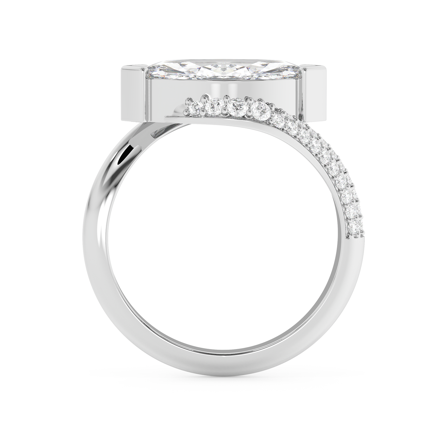 Emerald Solitaire Lab Grown Diamond Engagement Ring