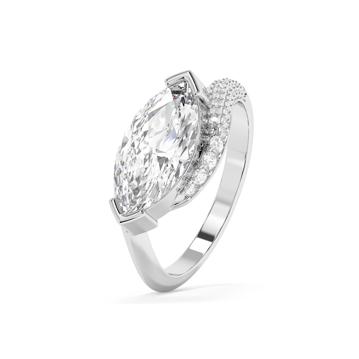 Emerald Solitaire Lab Grown Diamond Engagement Ring