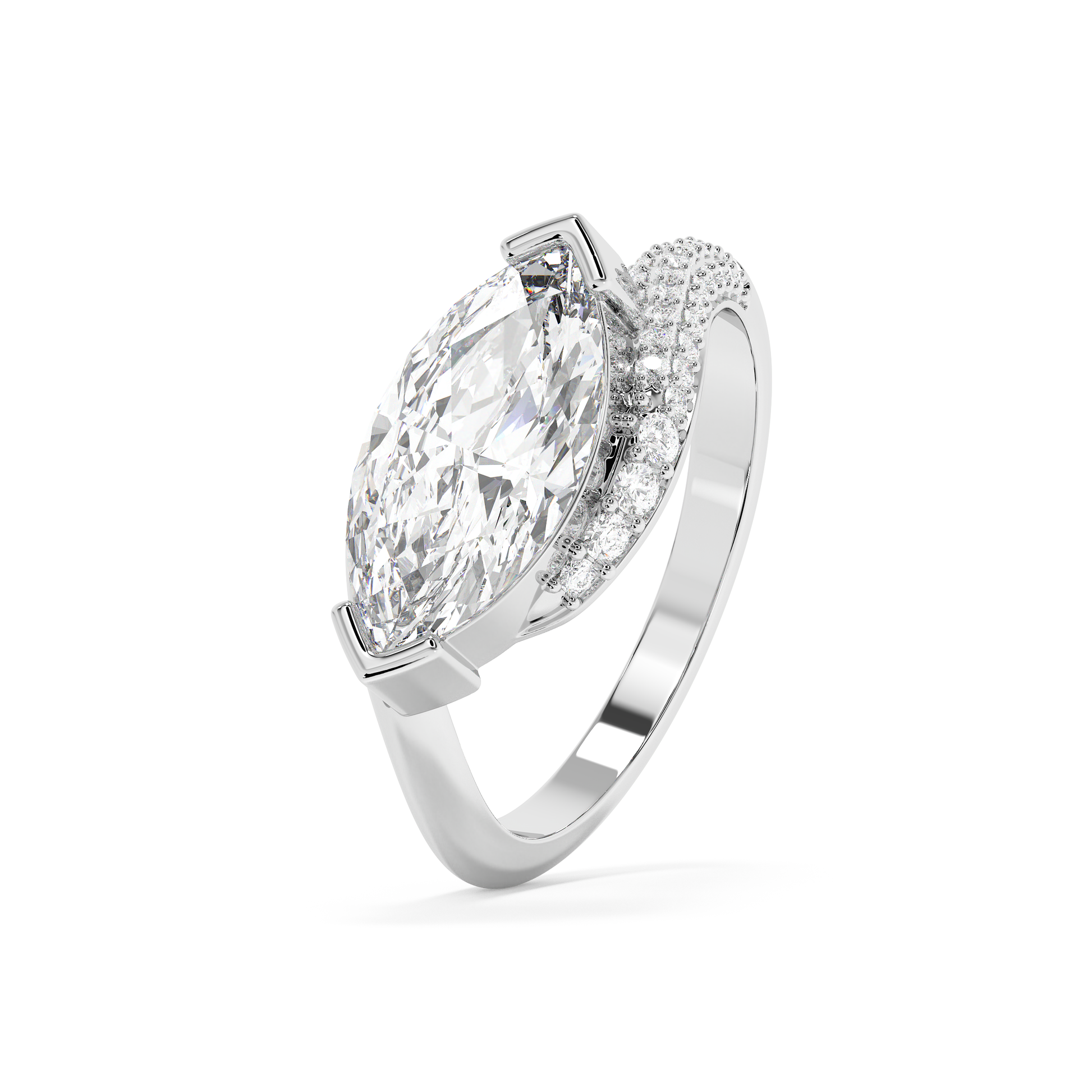 Emerald Solitaire Lab Grown Diamond Engagement Ring