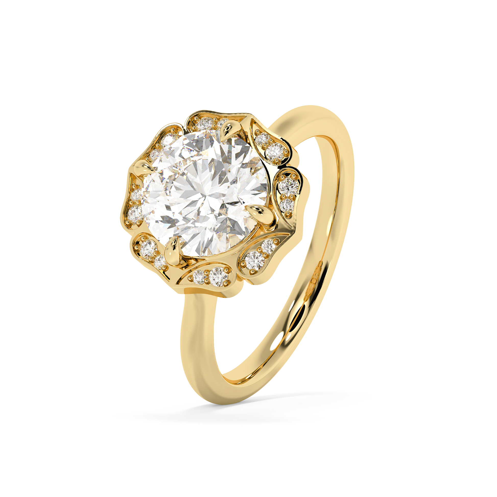 Emerald Solitaire Lab Grown Diamond Engagement Ring