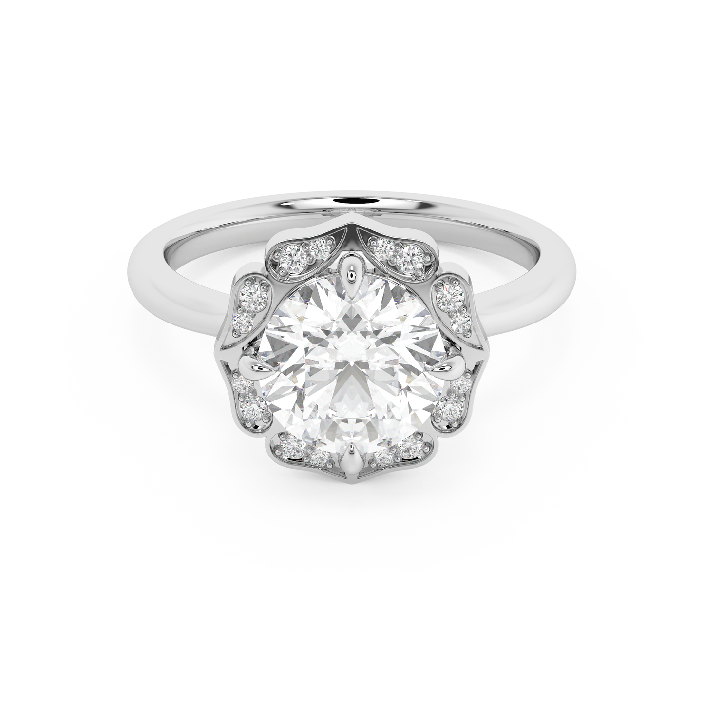 Emerald Solitaire Lab Grown Diamond Engagement Ring