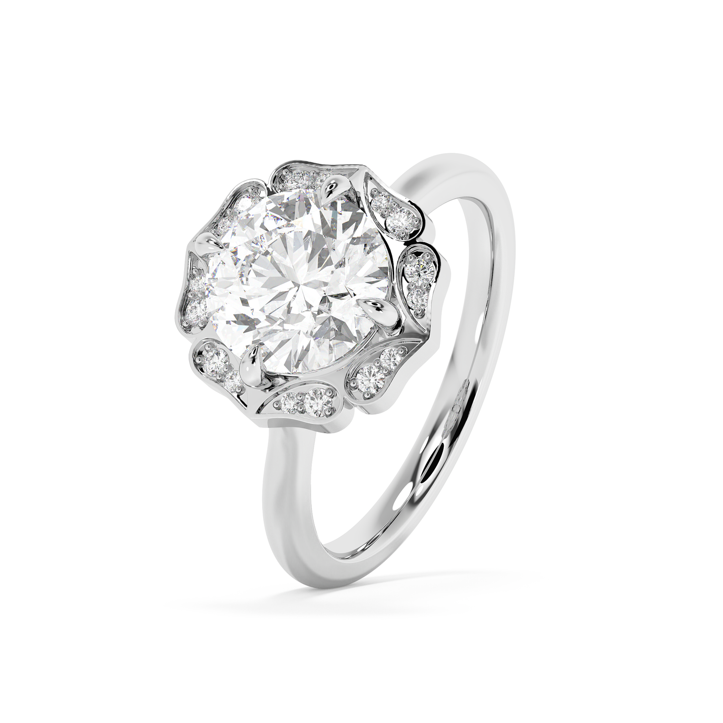 Emerald Solitaire Lab Grown Diamond Engagement Ring