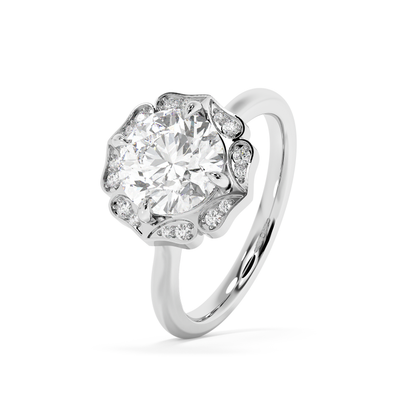 Emerald Solitaire Lab Grown Diamond Engagement Ring
