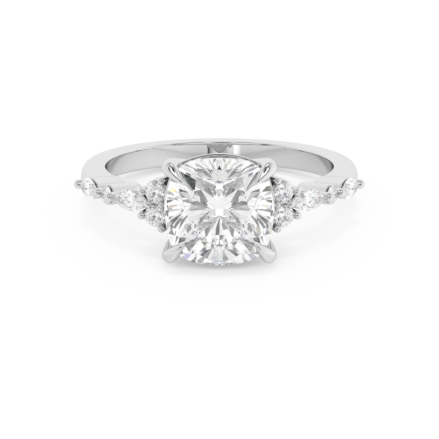 Emerald Solitaire Lab Grown Diamond Engagement Ring
