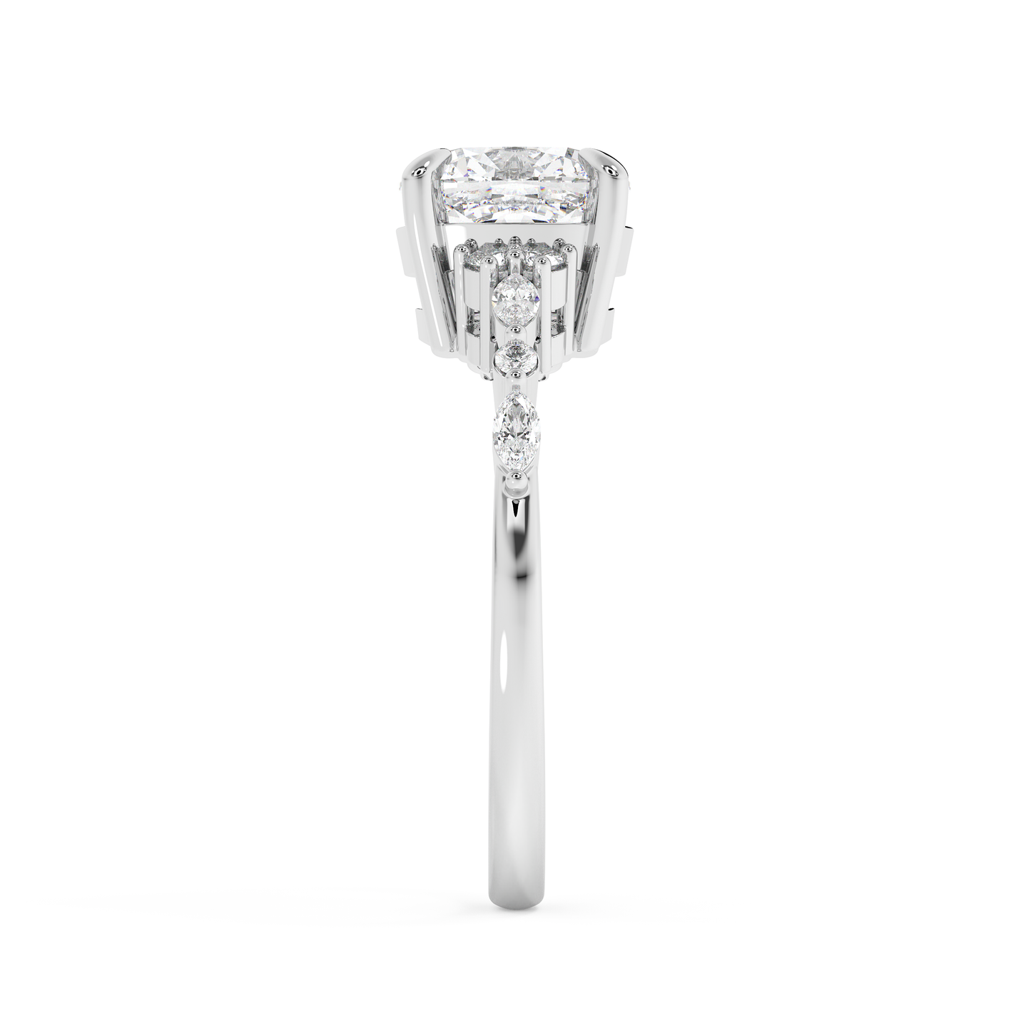 Emerald Solitaire Lab Grown Diamond Engagement Ring
