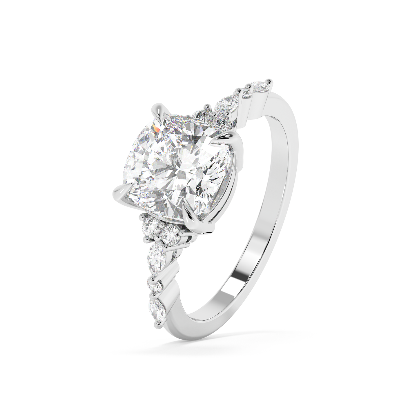 Emerald Solitaire Lab Grown Diamond Engagement Ring