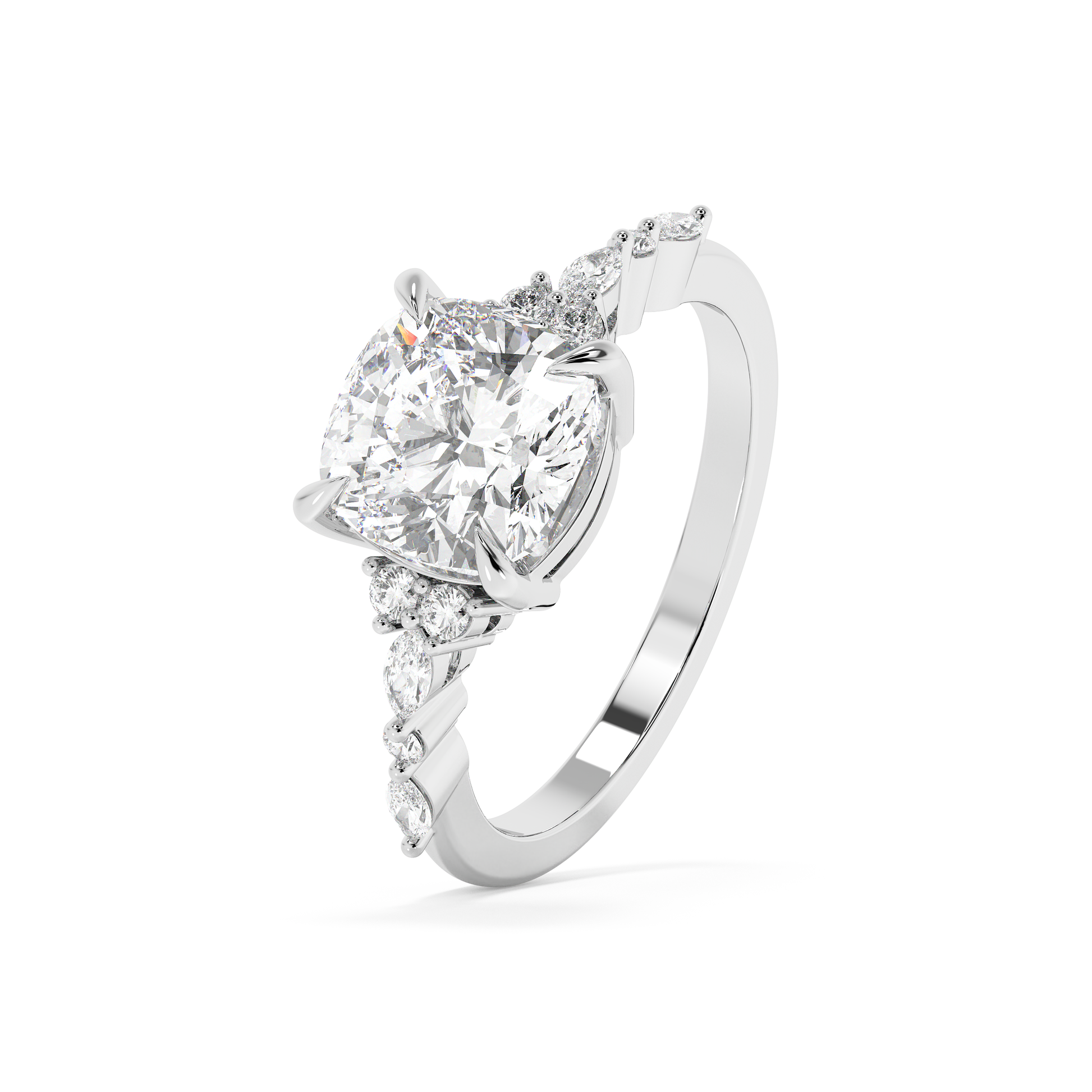 Emerald Solitaire Lab Grown Diamond Engagement Ring