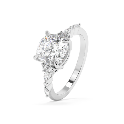 Emerald Solitaire Lab Grown Diamond Engagement Ring