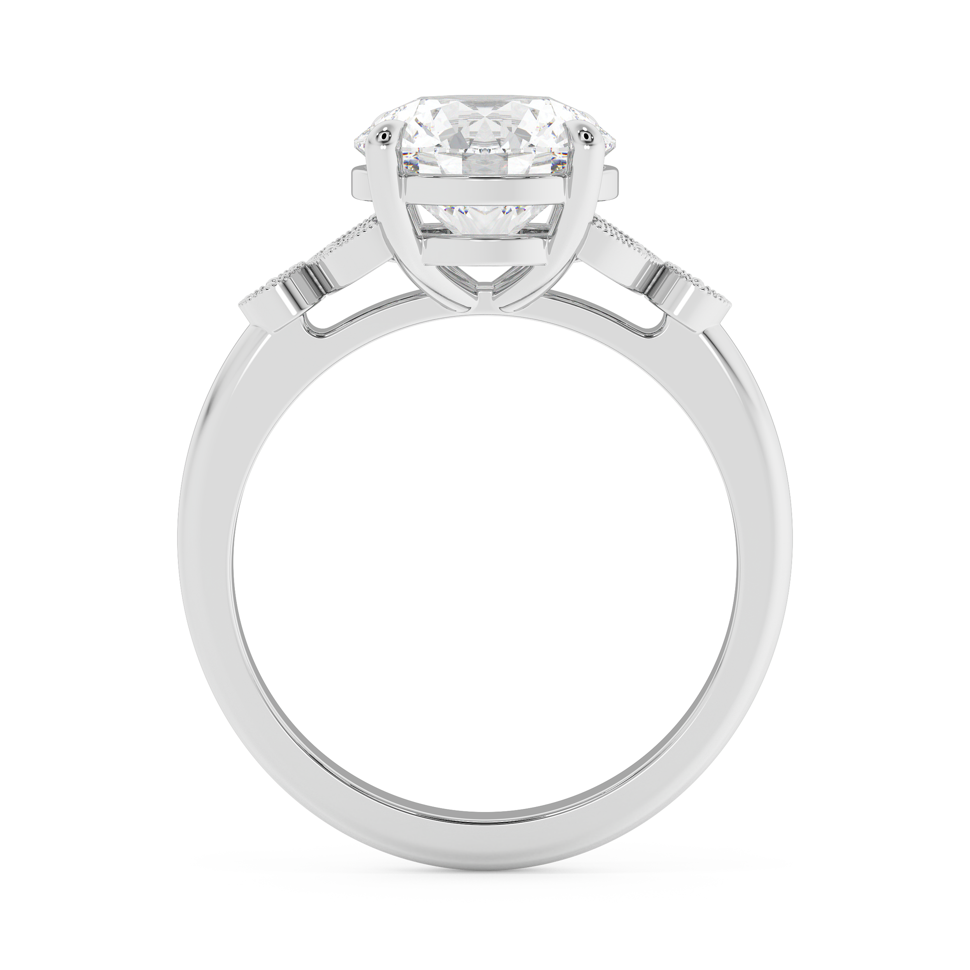 Emerald Solitaire Lab Grown Diamond Engagement Ring