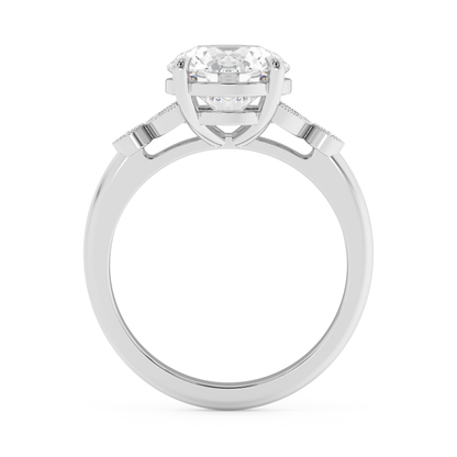 Emerald Solitaire Lab Grown Diamond Engagement Ring